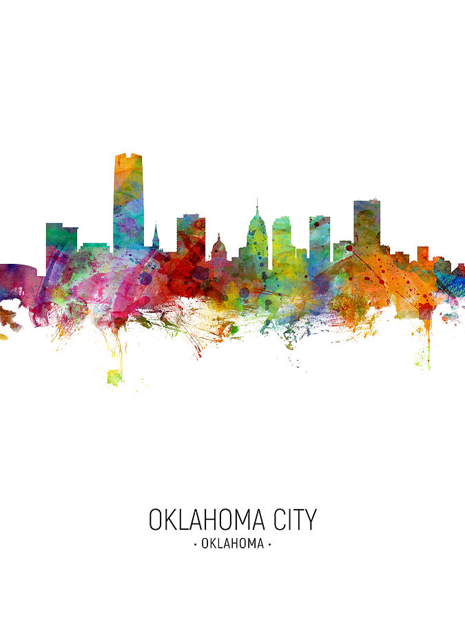 Oklahoma City Digital Art - Oklahoma City Skyline #19 by Michael Tompsett