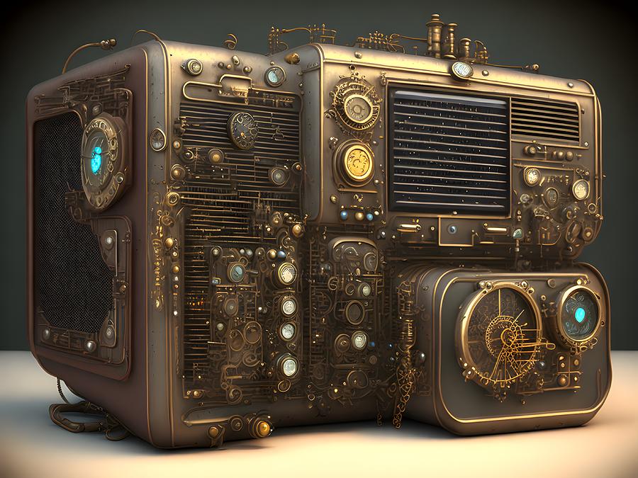 Old Retro Computer, Generative AI Illustration Digital Art by Miroslav