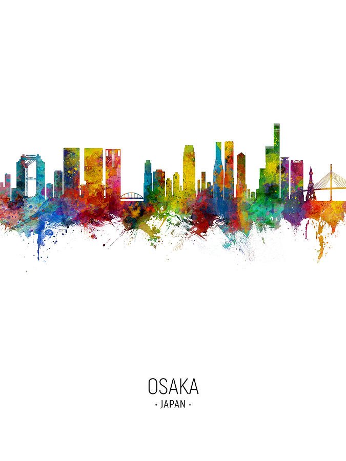 Osaka Japan Skyline #19 Digital Art by Michael Tompsett