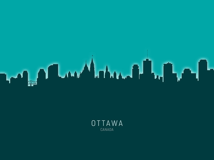 Skyline Digital Art - Ottawa Canada Skyline #19 by Michael Tompsett