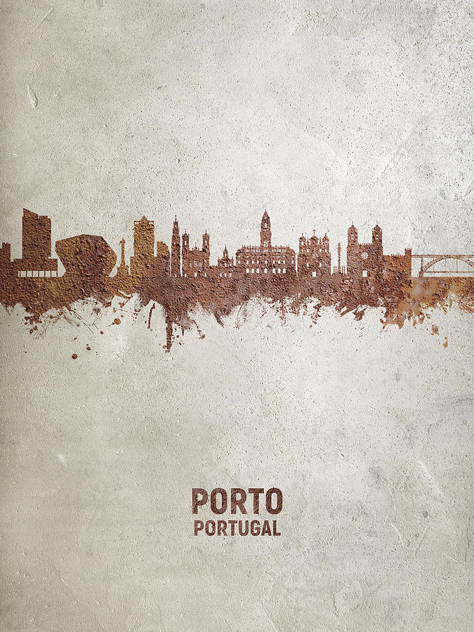 Skyline Digital Art - Porto Portugal Skyline #19 by Michael Tompsett
