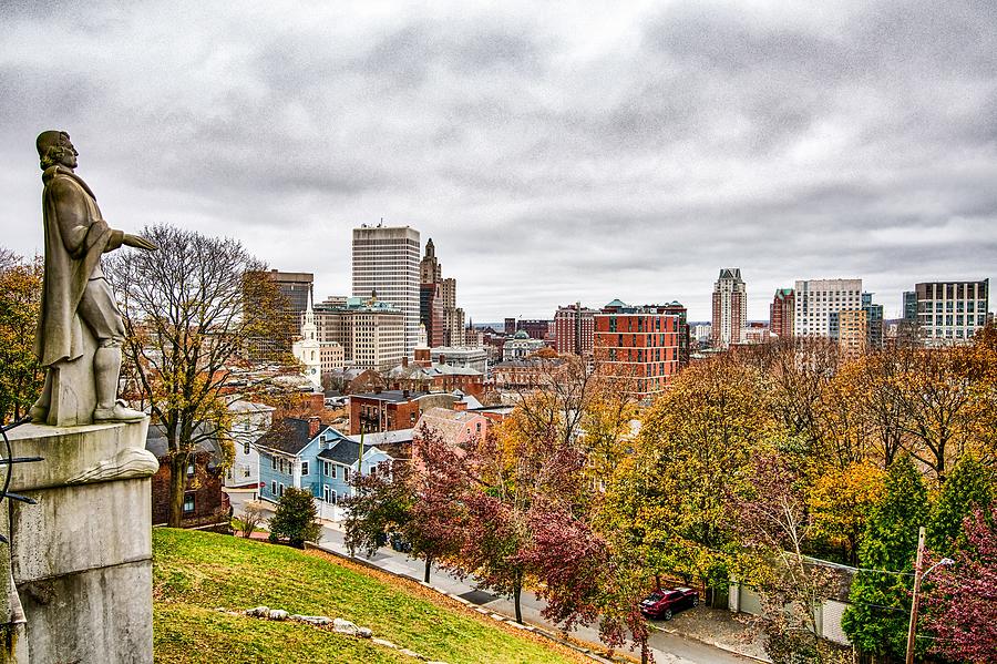 Providence Rhode Island Skyline On A Cloudy Gloomy Day Photograph