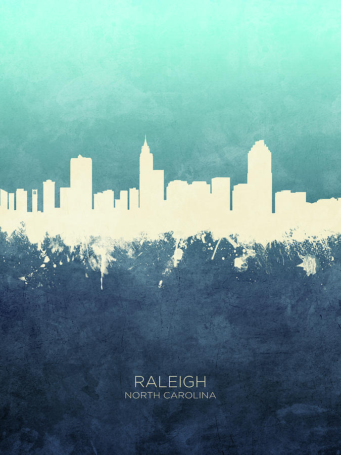 Raleigh North Carolina Skyline #19 Digital Art by Michael Tompsett