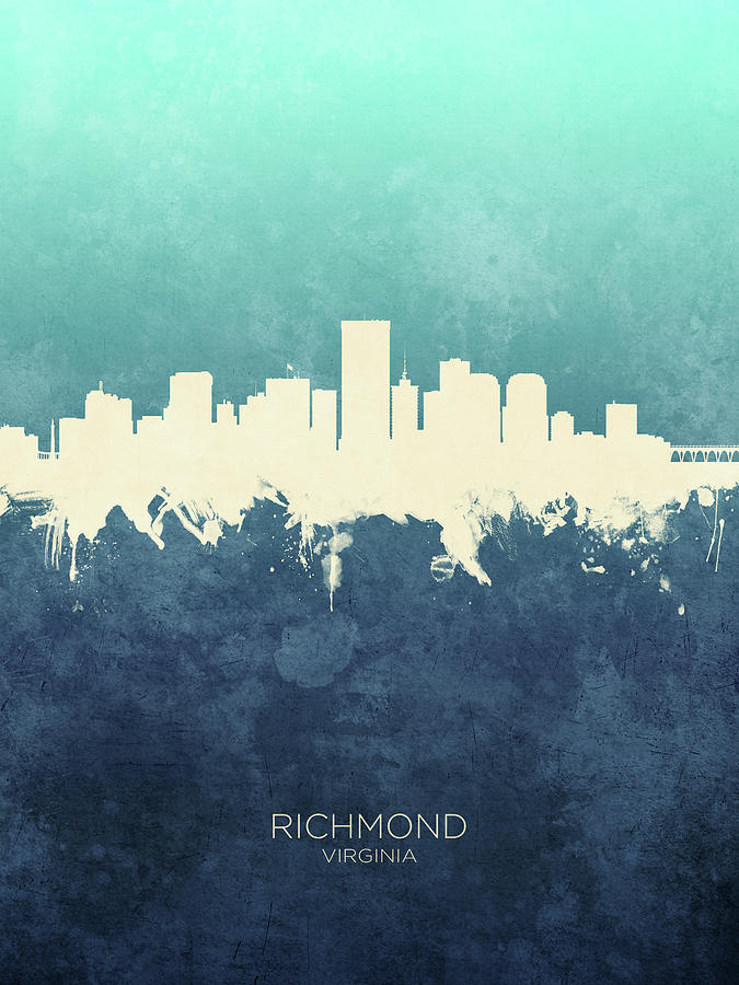 Richmond Digital Art - Richmond Virginia Skyline #19 by Michael Tompsett
