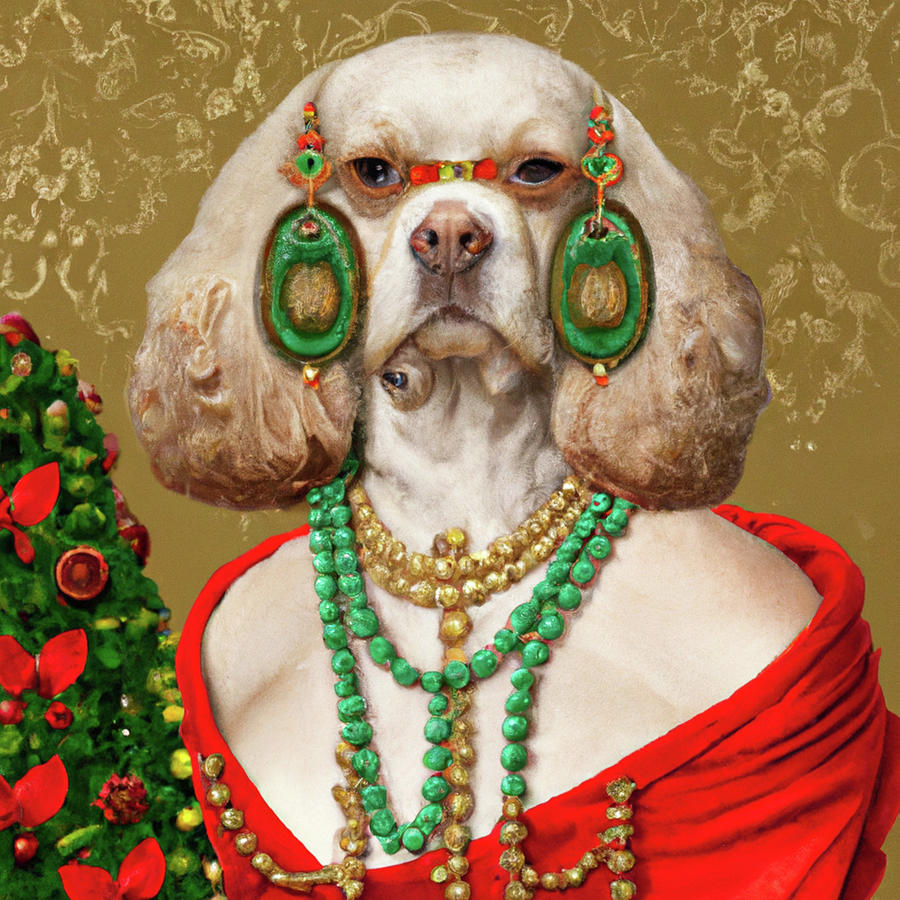Royal, Ugly Christmas, Pet Portrait, Royal Dog Painting, Animal, King Portrait, Classic Pet Portrait #19 Painting by Ricki Mountain
