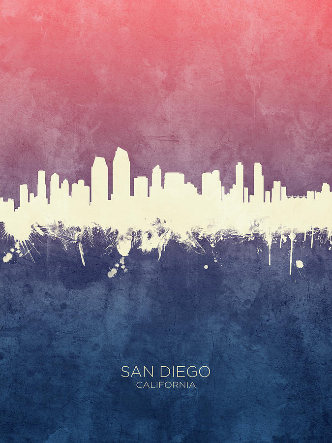 San Diego California Skyline #19 Digital Art by Michael Tompsett