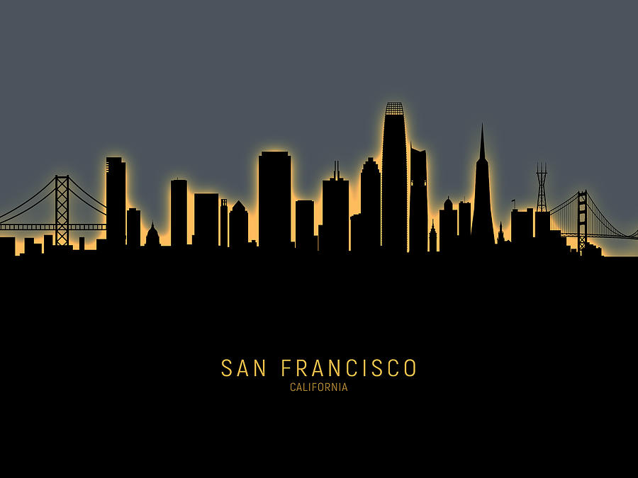 San Francisco California Skyline #19 Digital Art by Michael Tompsett