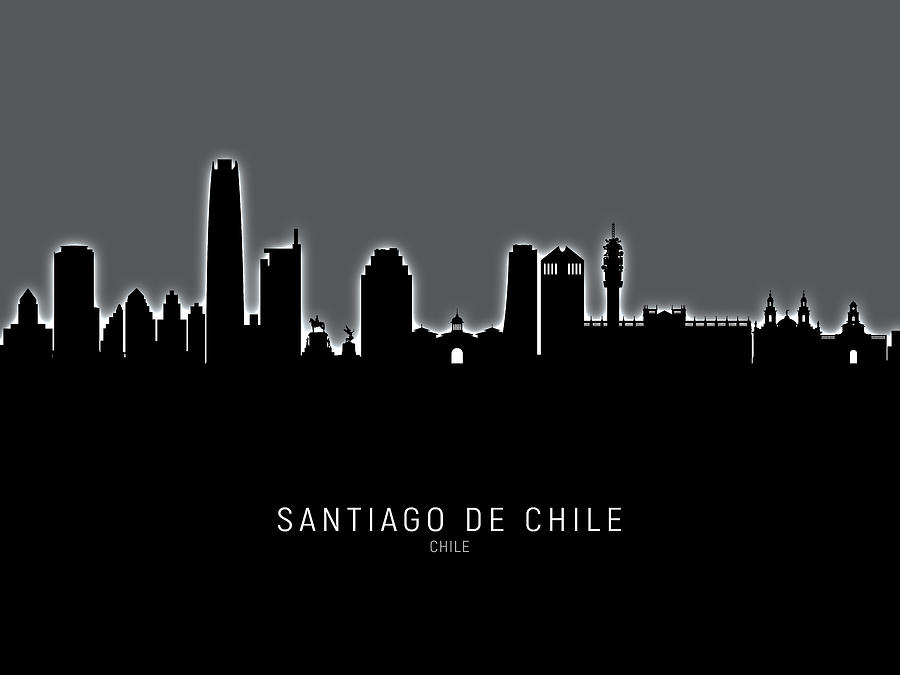 Skyline Digital Art - Santiago de Chile Skyline #19 by Michael Tompsett