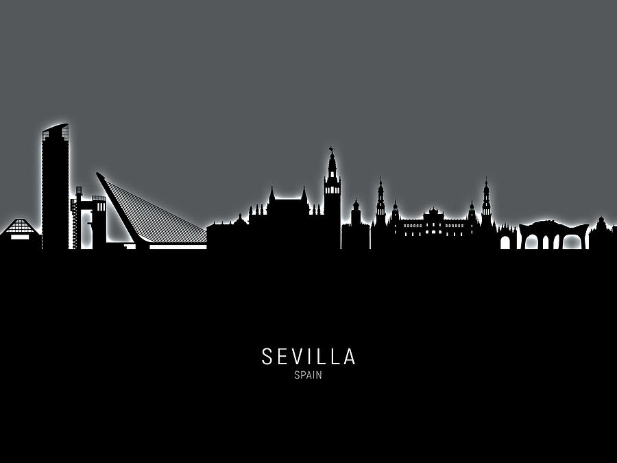 Sevilla Spain Skyline #19 Digital Art by Michael Tompsett