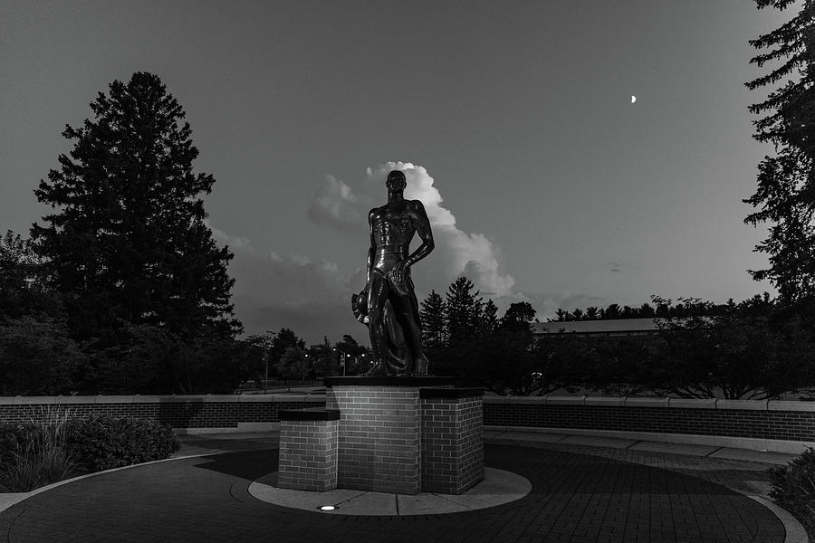 Spartan statue at night on the campus of Michigan State University in East Lansing Michigan #19 Photograph by Eldon McGraw