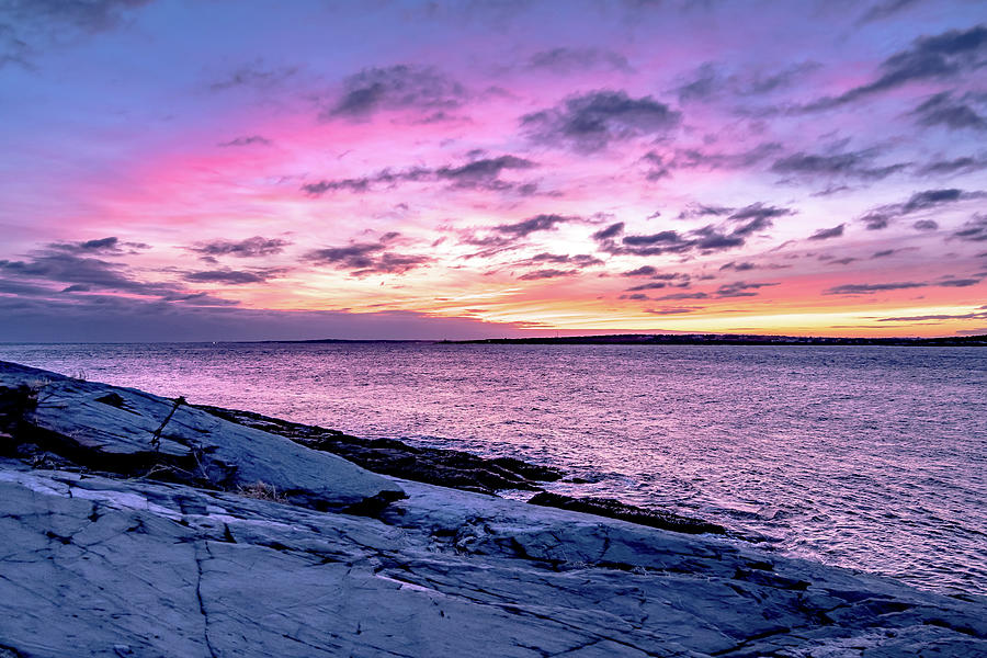 Sunset in newport rhode island at castle hill lighthouse #19 Photograph by Alex Grichenko