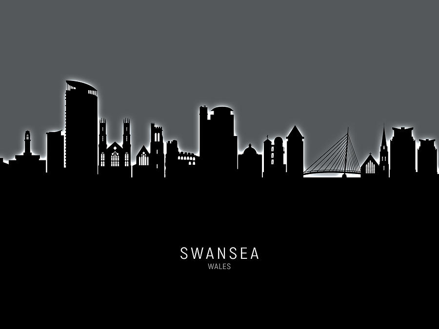 Swansea Wales Skyline #19 Digital Art by Michael Tompsett