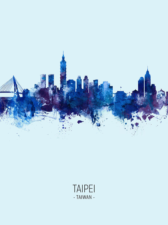 Skyline Digital Art - Taipei Taiwan Skyline #19 by Michael Tompsett