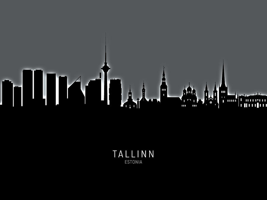 Skyline Digital Art - Tallinn Estonia Skyline #19 by Michael Tompsett