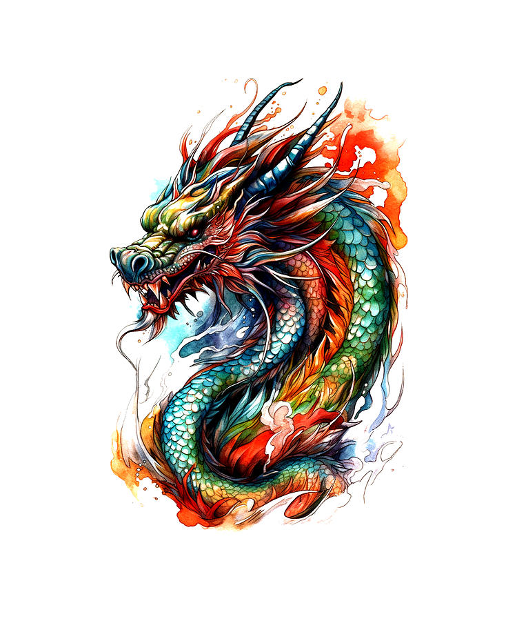 Tattoo Style Dragon #19 Mixed Media by World Art Collective