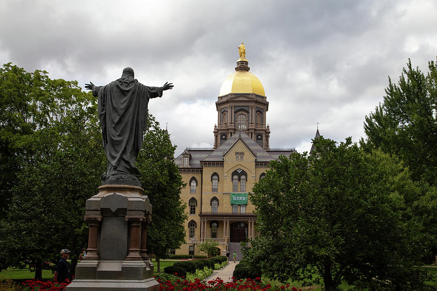 Wide shot of Golden Dome at University of Notre Dame Photograph by Eldon McGraw