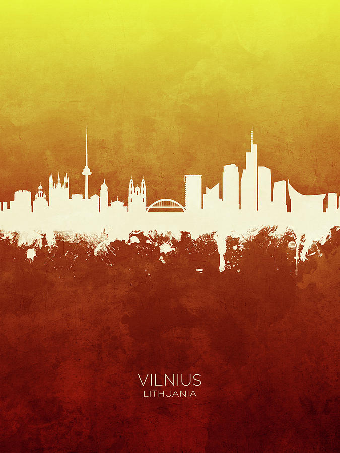 Vilnius Lithuania Skyline #19 Digital Art by Michael Tompsett