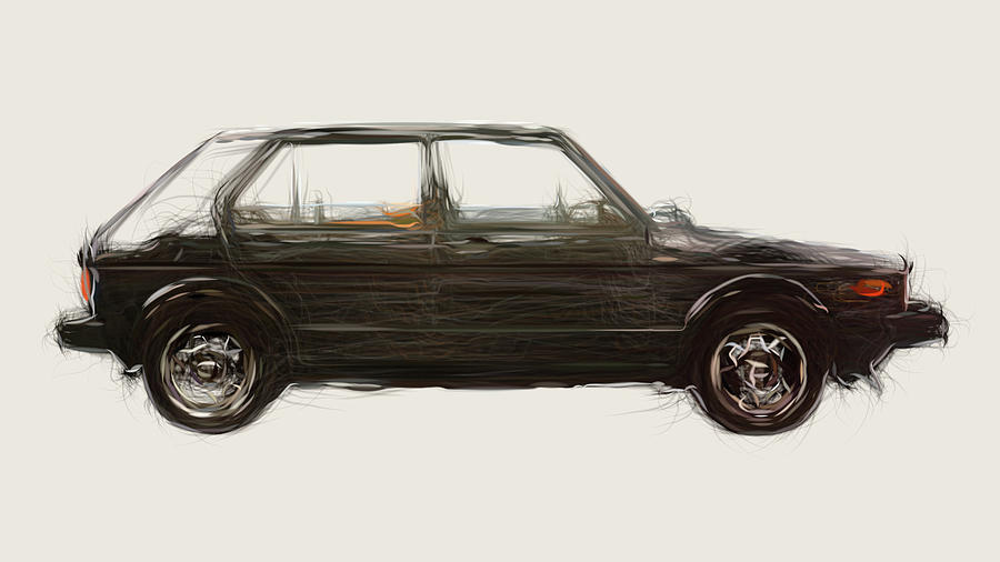 Volkswagen Golf GTI Drawing #19 Digital Art by CarsToon Concept