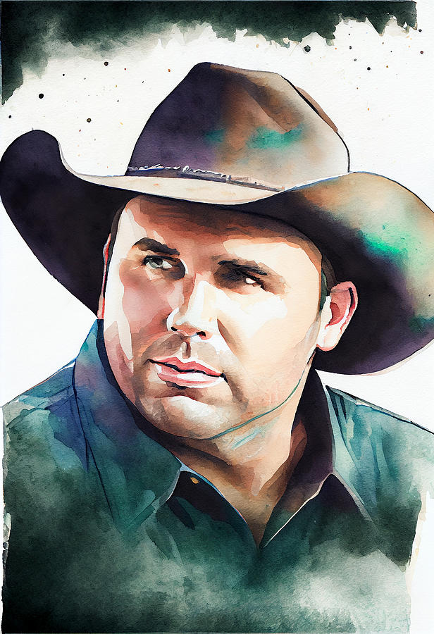 Watercolour Of Garth Brooks Digital Art By Tim Hill - Fine Art America