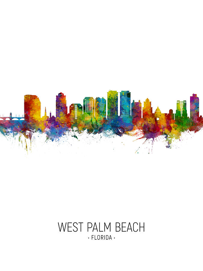 West Palm Beach Florida Skyline #19 Digital Art by Michael Tompsett