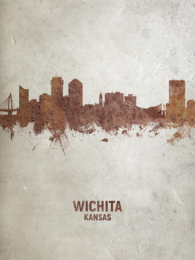 Wichita Digital Art - Wichita Kansas Skyline #19 by Michael Tompsett