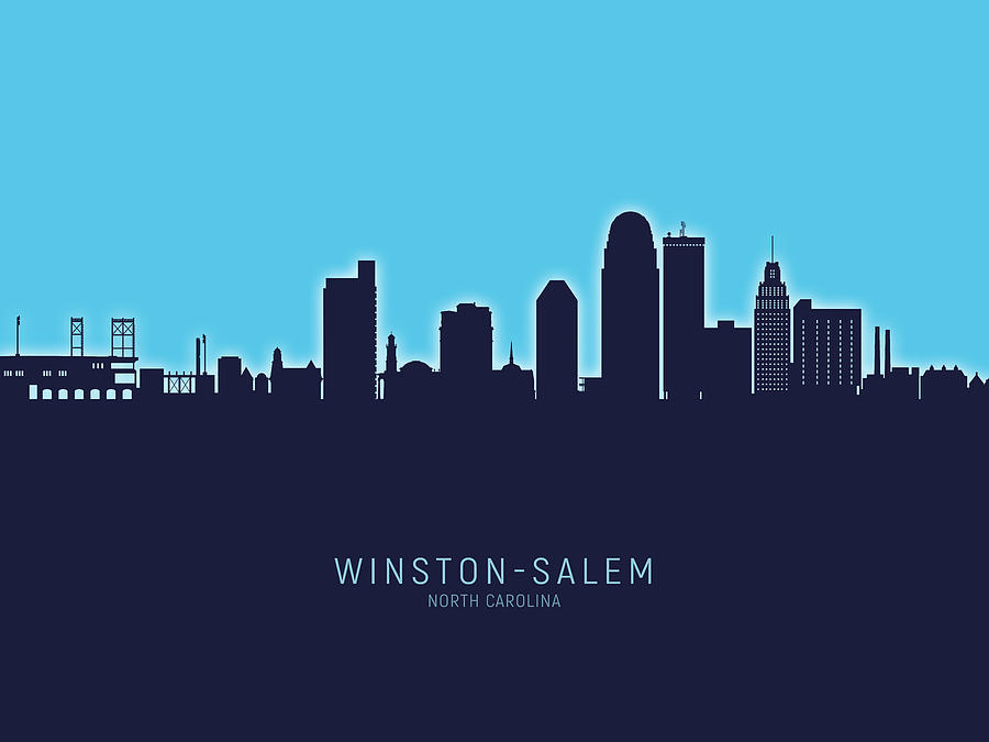 Winston-salem Digital Art - Winston-Salem North Carolina Skyline #19 by Michael Tompsett