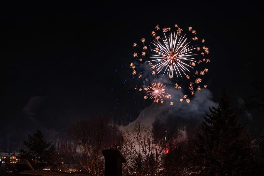 Winter Ski Resort Fireworks #19 Photograph by Chad Dikun