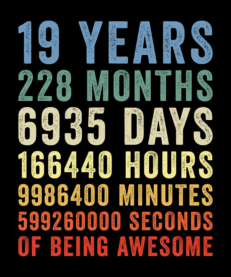 19 Years Of Being Awesome Cool Birthday Digital Art by Vintage and ...