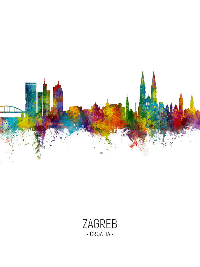 Zagreb Croatia Skyline #19 Digital Art by Michael Tompsett
