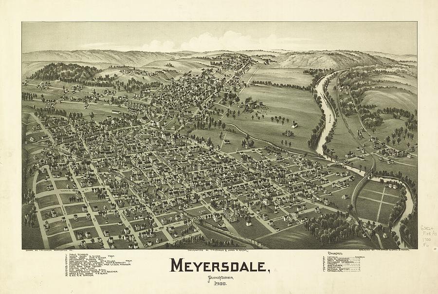 Meyersdale Pennsylvania Drawing - 1900 Meyersdale Pennsylvania Map by Dan Sproul