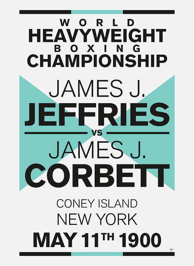 1900 MY Jeffries vs Corbett Minimal Boxing Poster Digital Art by Chungkong Art