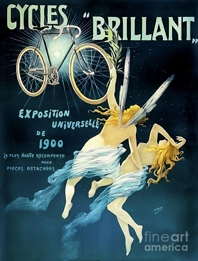1900 Paris Bicycle Exposition Poster Painting by M G Whittingham