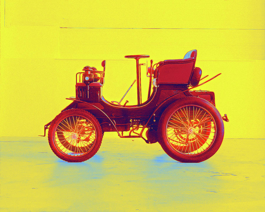 1900 Peugeot Type 26 Voiturette a trois places 4  - Neon Colored Digital Art by Celestial Images
