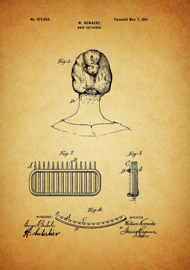 1901 Hair Retainer Drawing by Dan Sproul