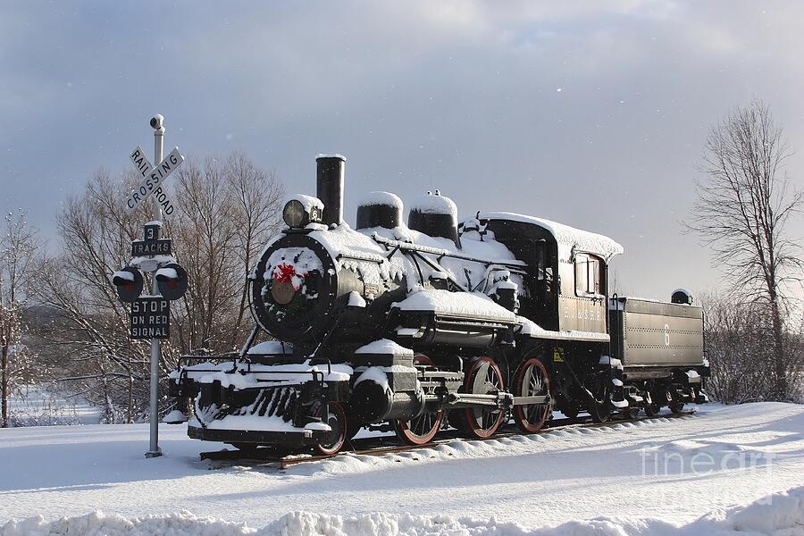Train Photograph - 1901 Steam Engine Christmas by Teresa McGill