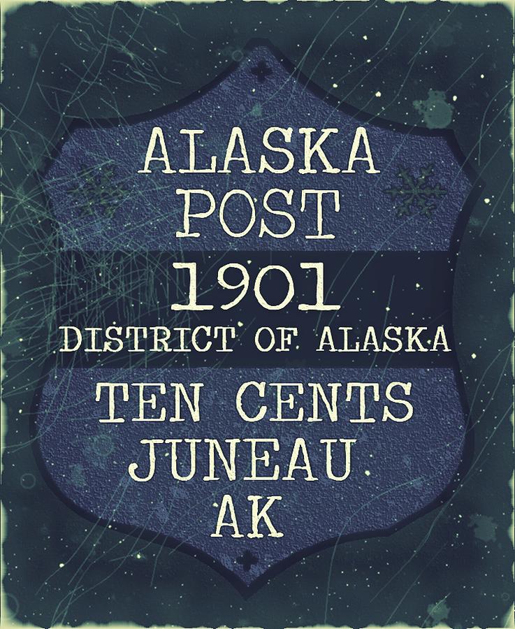 1901 Union APO - Juneau Alaska - Local Mail Delivery - 10cts. Midnight Blue - Mail Art Post Digital Art by Fred Larucci