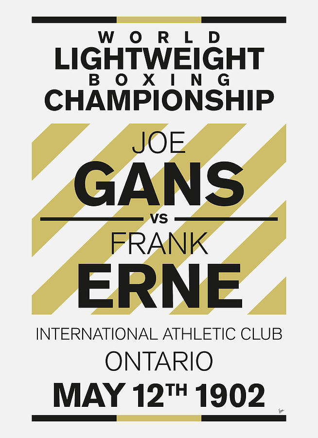 1902 MY Gans vs Frank Erne Minimal Boxing Poster Digital Art by Chungkong Art