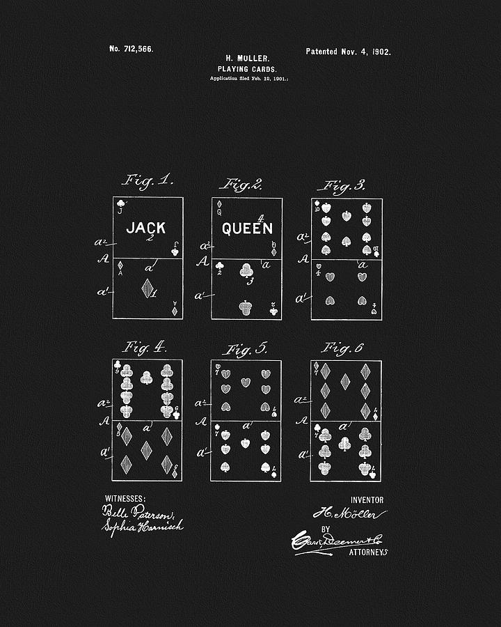 Card Drawing - 1902 Playing Cards Patent by Dan Sproul