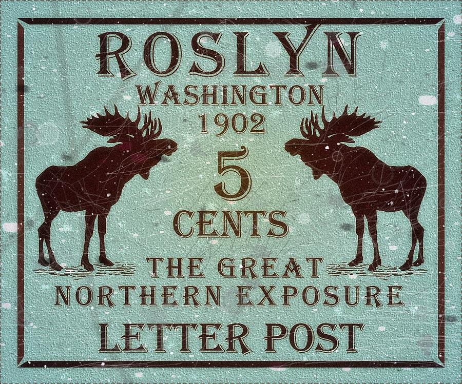 1902 - Roslyn - Five Cent - Pale Blue - Letter Post - Mail Art Post Digital Art by Fred Larucci