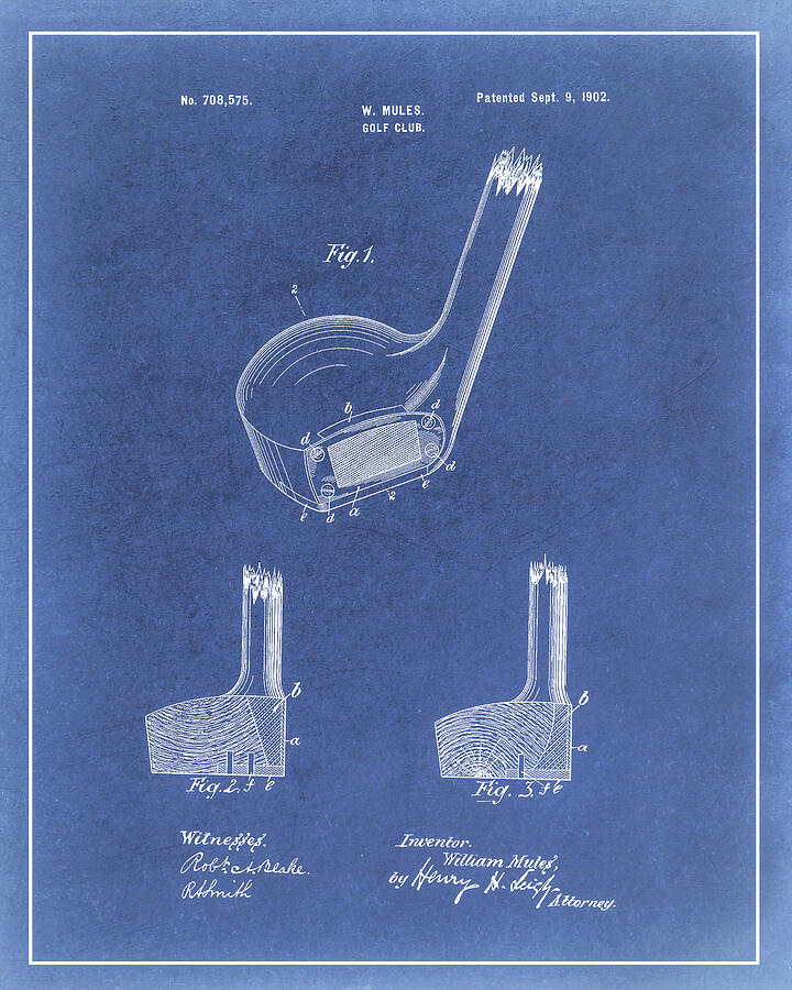 1902 William Mules Golf Club Patent Blueprint Digital Art by Dale Kincaid 1902 William Mules Golf Club Patent Blueprint Digital Art by Dale Kincaid