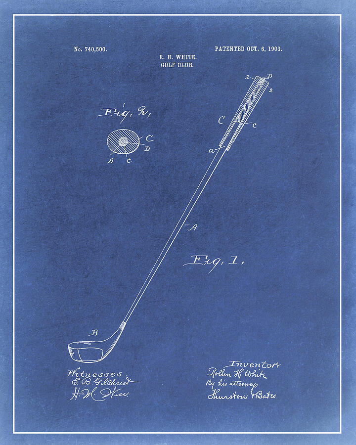 1903 Rollin White Golf Club Patent Blueprint Digital Art by Dale Kincaid 1903 Rollin White Golf Club Patent Blueprint Digital Art by Dale Kincaid