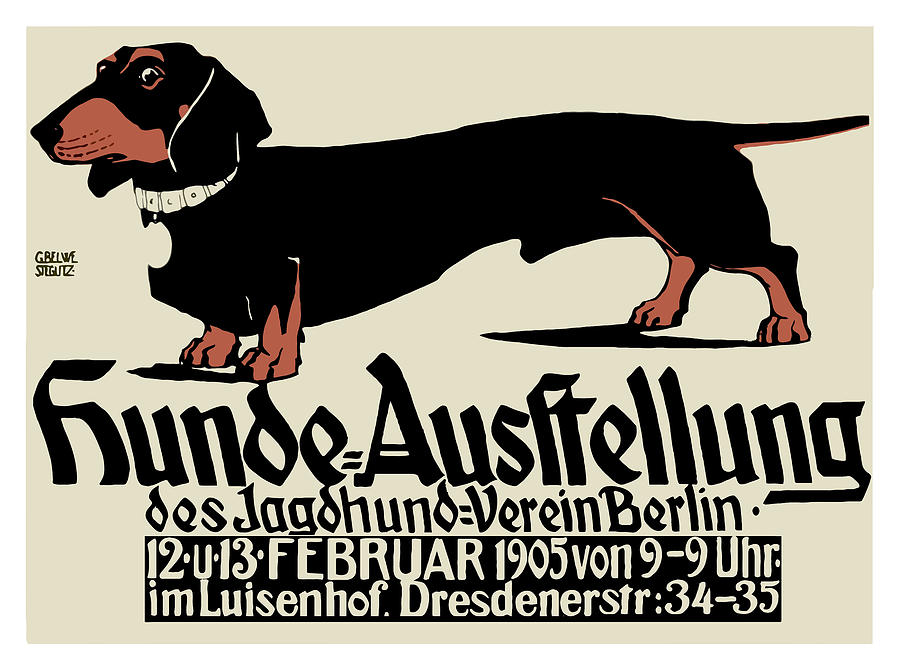 Doxie Digital Art - 1905 German Dog Show Dachshund Poster by Retro Graphics