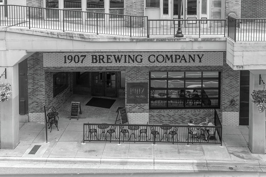 1907 Brewing Company Black and White Photograph by Sharon Popek