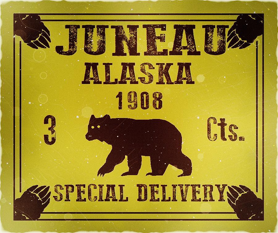 1908 Juneau Alaska 3ct. Yellow Special Delivery Digital Art by Fred Larucci