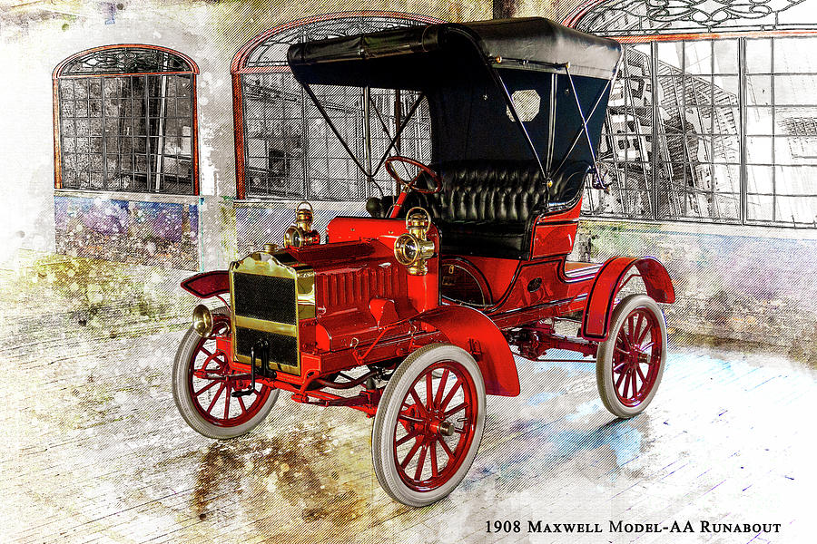 1908 Maxwell Model-aa Runabout Digital Art by Anthony Ellis