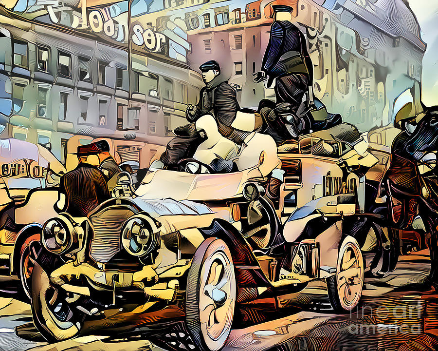 1908 New York to Paris Race in Modern Popular Culture WPA Revivalist Style 20210712 Photograph by Wingsdomain Art and Photography