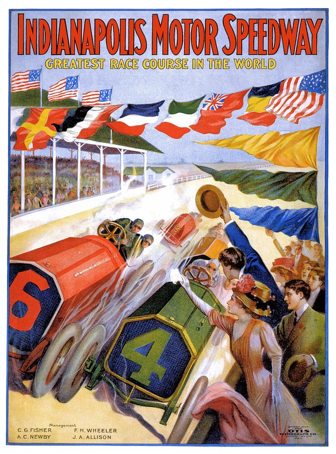 Indy Digital Art - 1909 Indianapolis Motor Speedway Advertising Poster by Retro Graphics