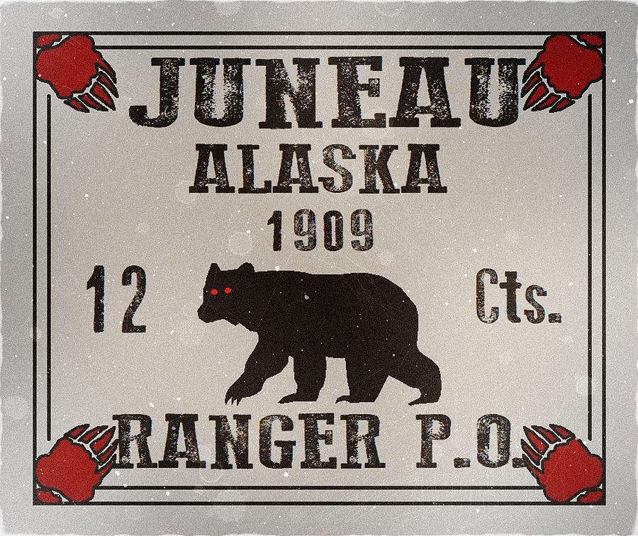 1909 Juneau Alaska 12cts. Gray Maroon Ranger Post Office Digital Art by Fred Larucci