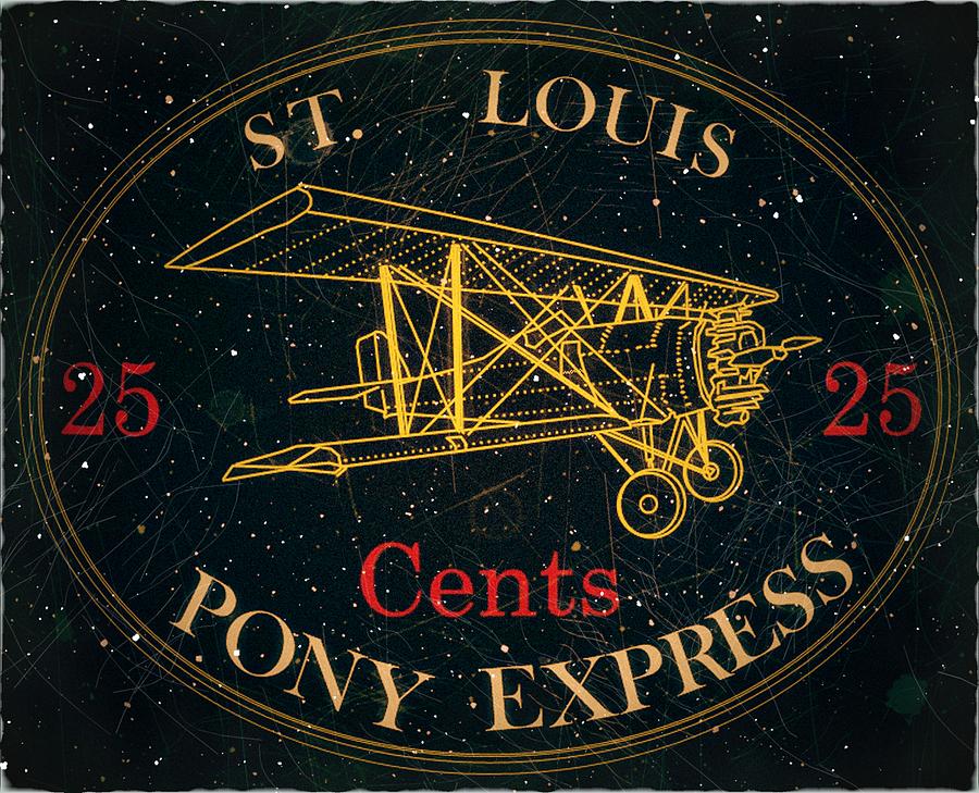 1909 - St Louis Pony Express - 25cts. Mail Art Post Digital Art by Fred Larucci