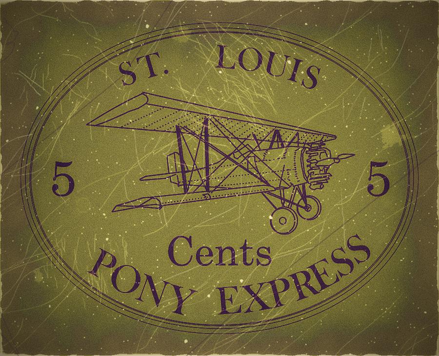 1909 - St Louis Pony Express - Five Cents - Mail Art Post Digital Art by Fred Larucci